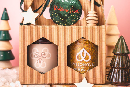 Zestaw dwóch miodów z łyżeczką ŚWIĄTECZNY