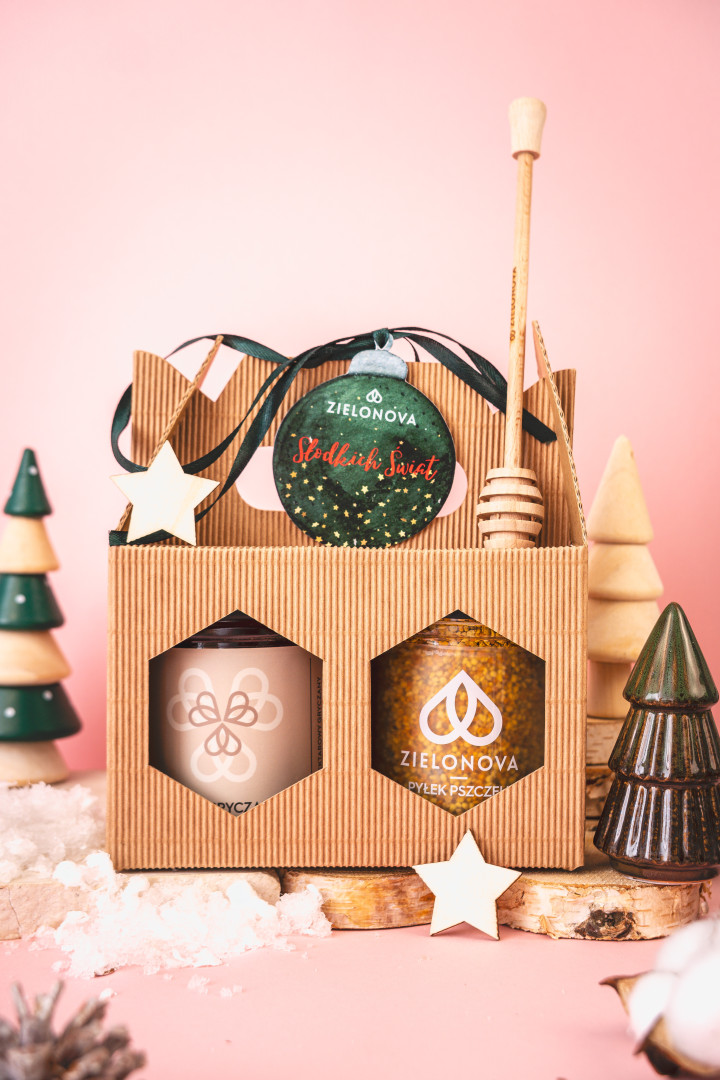 Zestaw dwóch miodów z łyżeczką ŚWIĄTECZNY