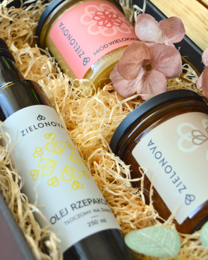 Zestaw dwóch miodów z olejem rzepakowym