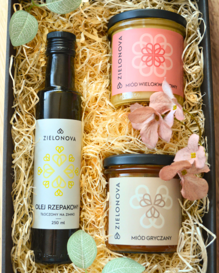 Zestaw dwóch miodów z olejem rzepakowym